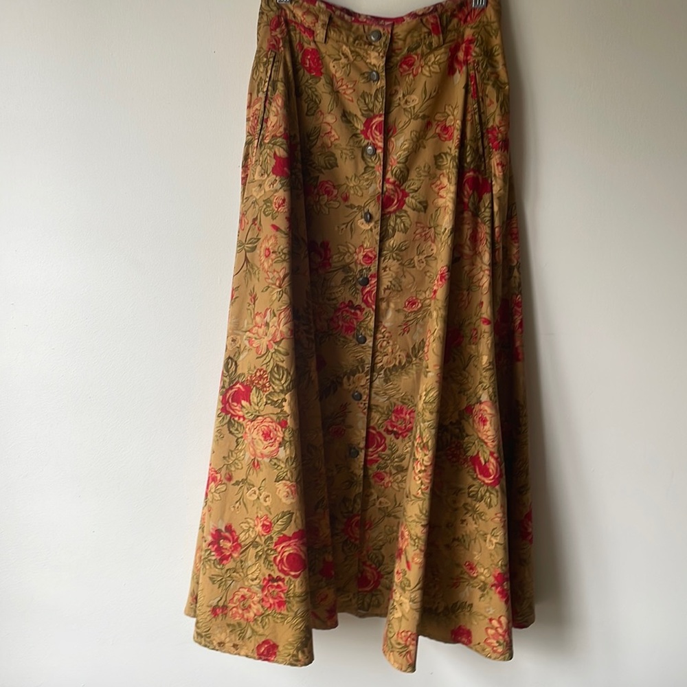 Floral Cotton Twill Maxi Skirt